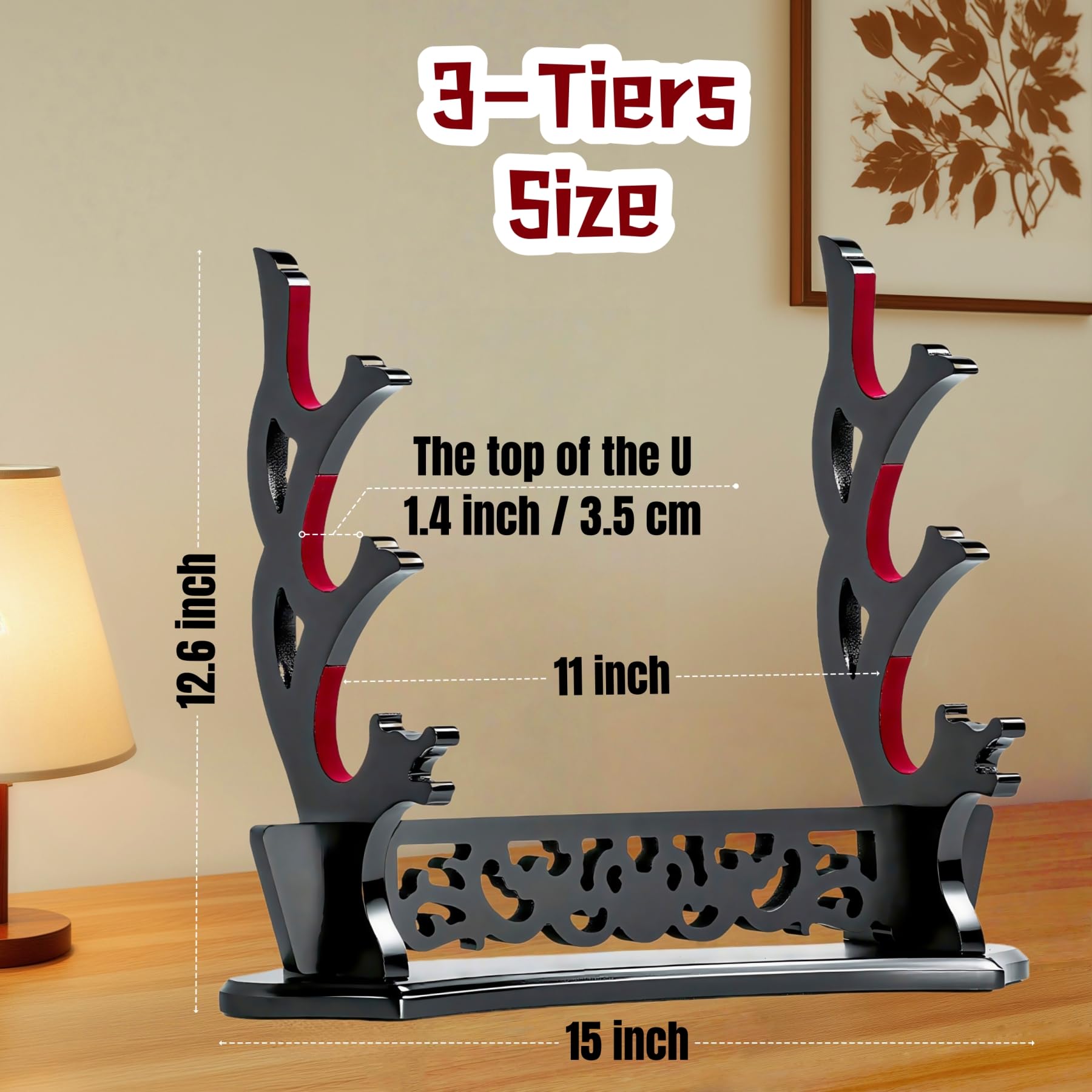Samari Sword Rack Sword Display Stand Samurai 2-Tier Sword Display Stand - Hollow Pattern ...