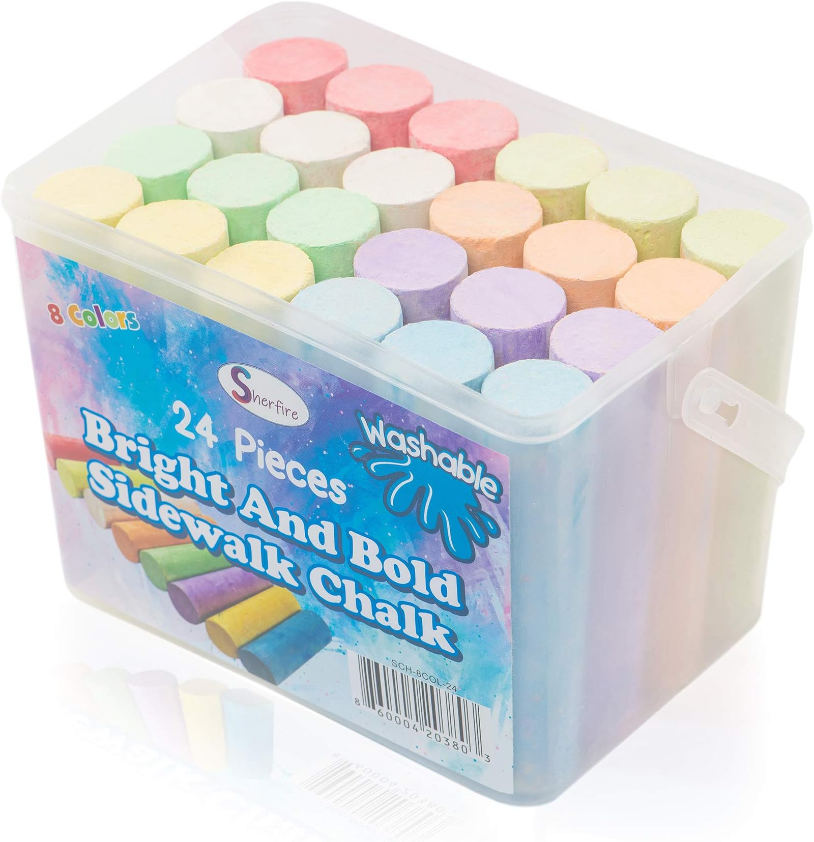 Sherfire Jumbo-Gehwegkreide - 24 Stück Regenbogen Set Für Kinder - Ungiftig & Waschbar