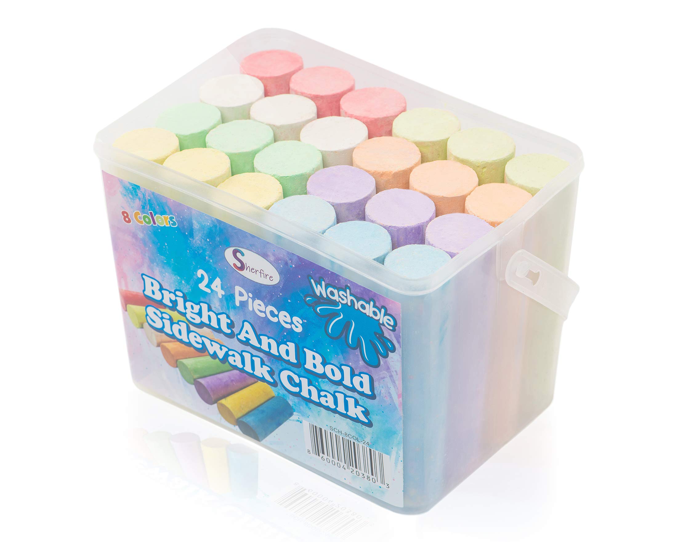 Jumbo Sidewalk Chalk - 24-Piece Set With 8 Vibrant Rainbow Colours - Non-Toxic, Washable Chalk For Kids