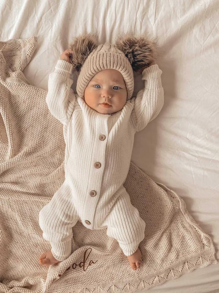 Infant Baby Girl Boy Fall Clothes Knit Long Sleeve Onesie Ribbed Romper Jumpsuit Sweater Winter Coming Home Outfits - Image 2
