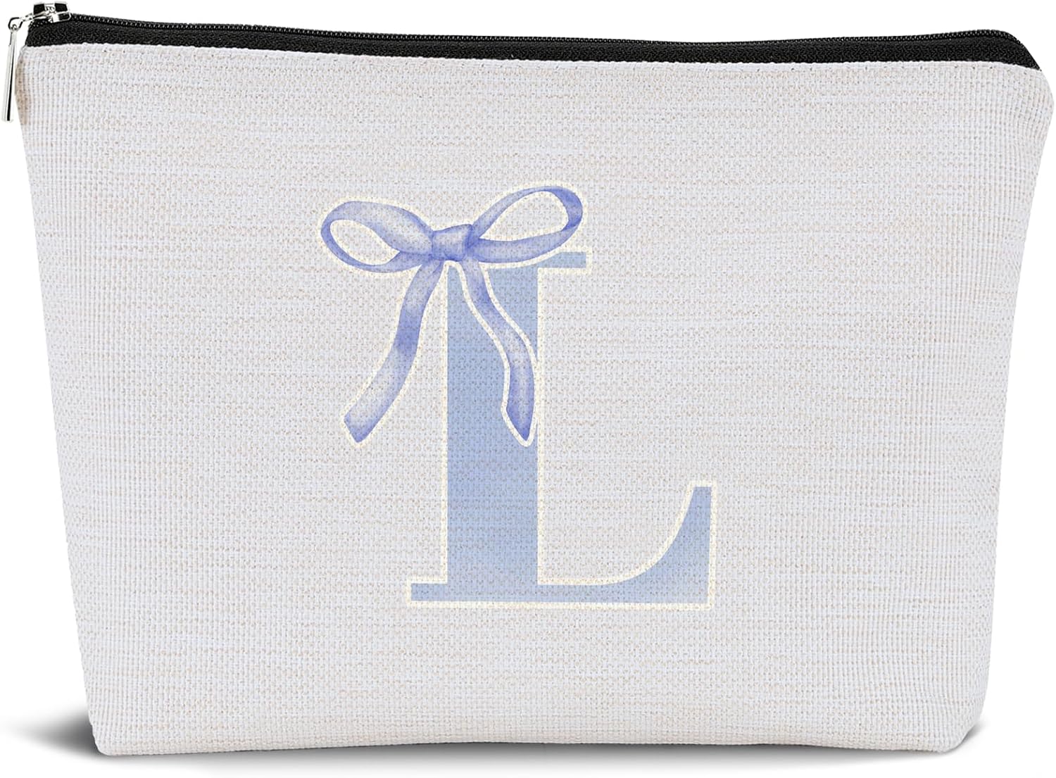 Coquette Blue Bow Makeup Bag,Initial L Gifts for Women Teen Girls