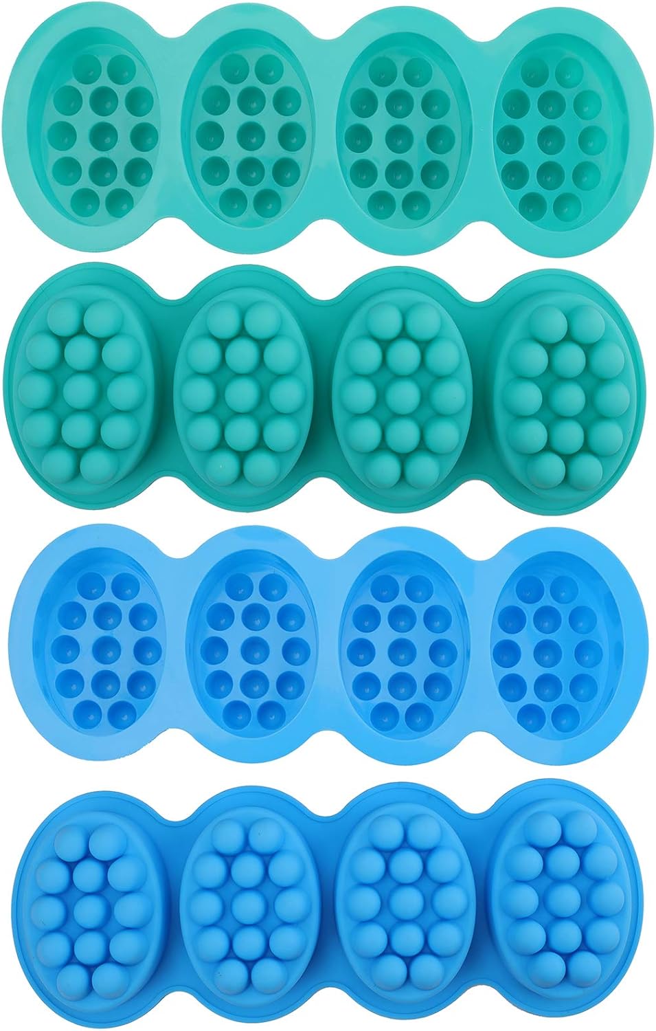 Hedume 4 Pack Silicone Massage Bar Soap Molds, SJ 4 Cavity Silicone Massage Molds, Nonstick & BPA Free, Handmade Soap Molds for Soaps Making