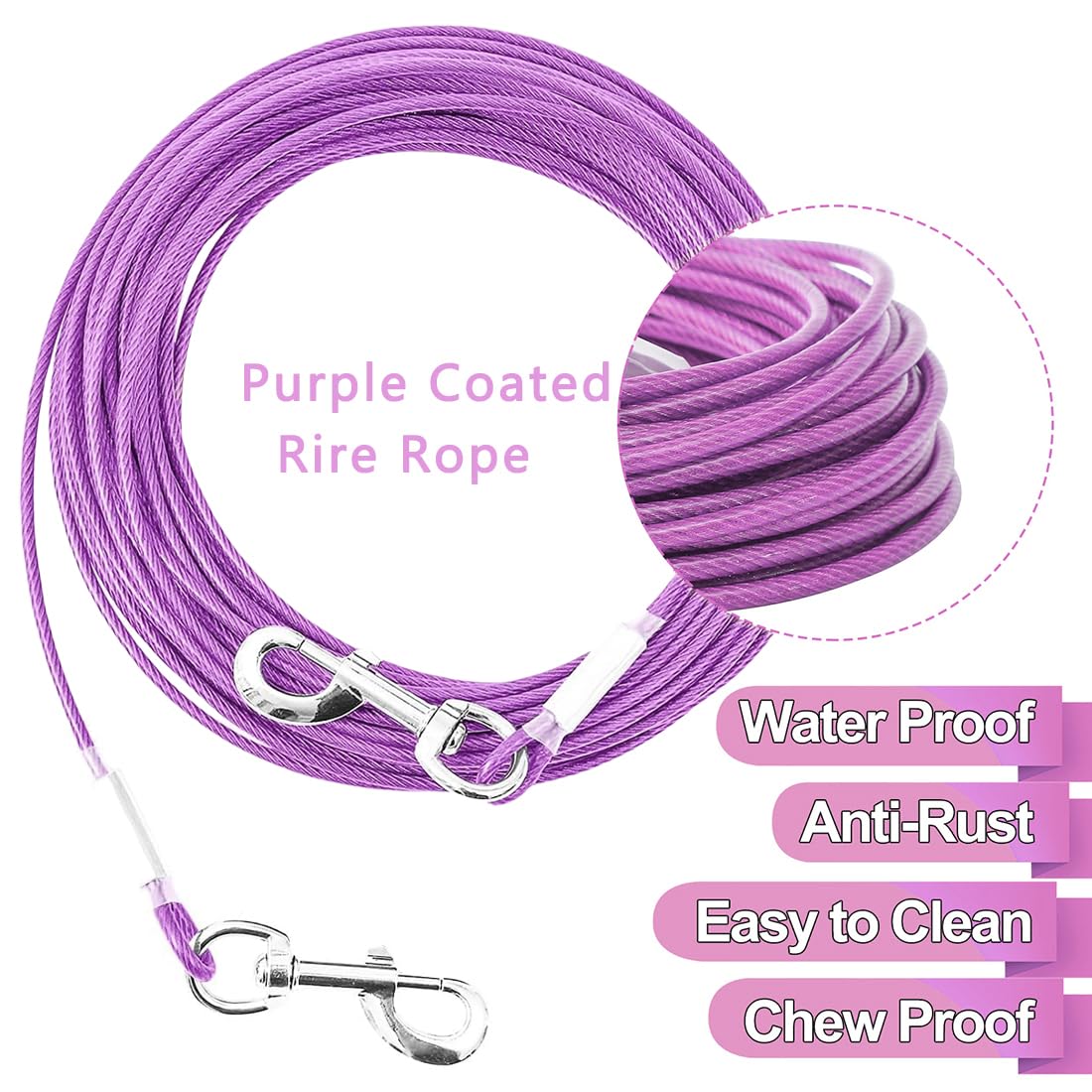 Mi Metty Dog Tie Out Cable, Chew Proof Dogs Runner Cable, Heavy Duty Dog Tether - Image 3