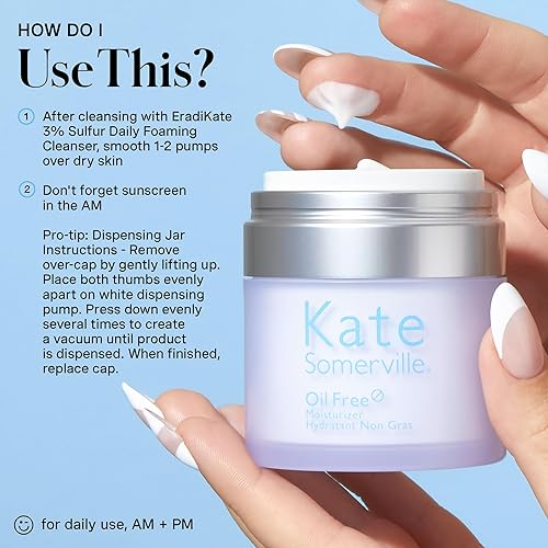 Miniatura 4 de Kate Somerville Hidratante sin aceite – Clínicamente formulado para pieles grasas – Crema facial ligera e hidratante para control diario de aceite,