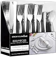 Vista 23 de Juego de cubiertos de plástico resistente (dorado) de 75 piezas, juego de cubiertos desechables, ideal para fiestas, bodas y catering, cubiertos