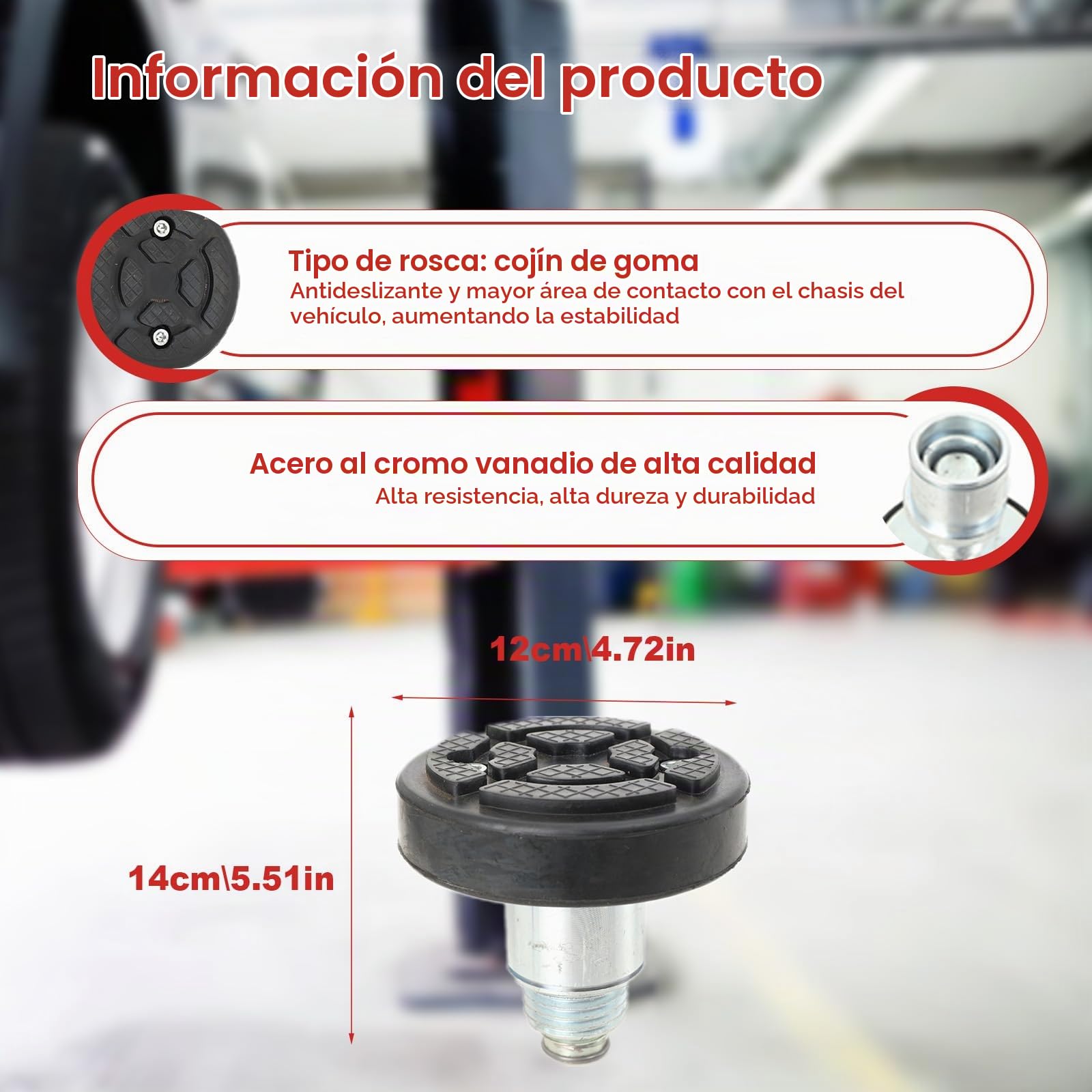 4 Piezas Bloque de Goma Protector, Almohadilla de Goma para Elevador de Coches, Bloque Redondo, Fijación Giratoria Ø50mm