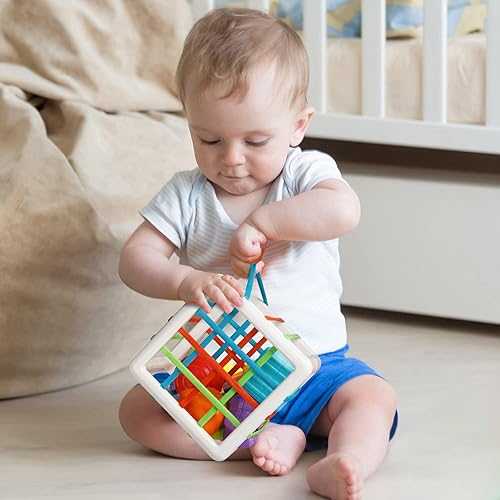 Miniatura 7 de Juguetes Montessori para Niños de 1 Año, Cubo y 6 Bloques Sensoriales de Forma, Juguetes para Bebés de 12 a 18 Meses, Regalos de Cumpleaños para el