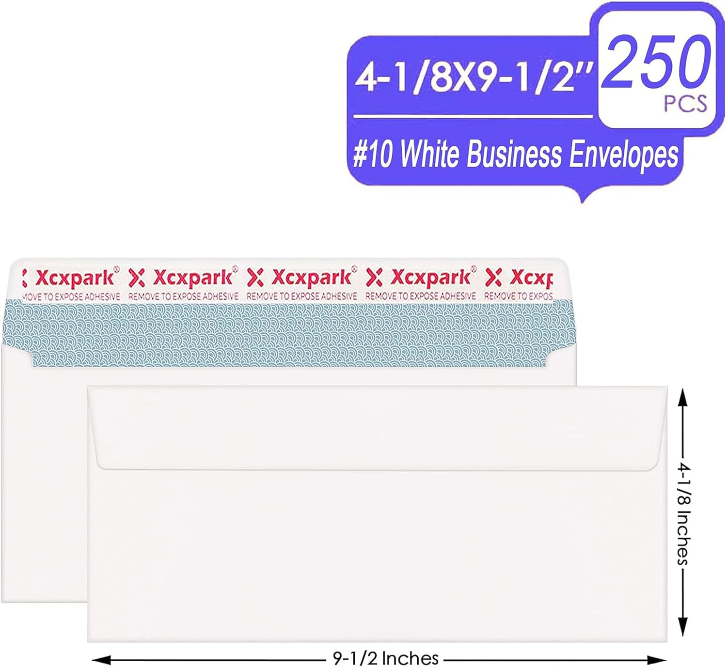 Xxcxpark 250 PCS #10 White Self Seal Kraft 4-1/8 x 9-1/2 inches Security Envelopes, Windowless Invisible Envelopes Super Strong Quick Seal Envelopes Security Tint Pattern Secure