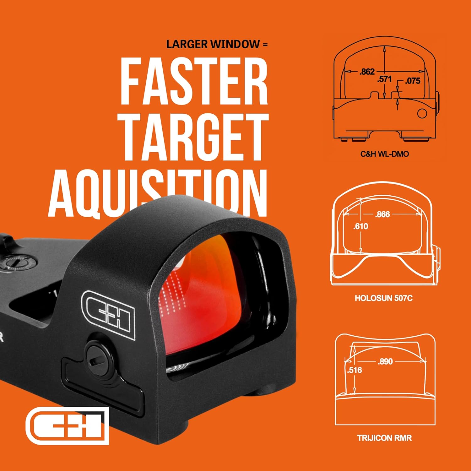 C+H Direct Mount Micro Red Dot Sight for Pistol | Compatible with Walther PDP 2.0 Optics Ready | Shake Awake Multi-Reticle | Red Dot Reflex Sight for Pistol