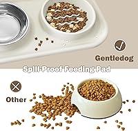 Vista 7 de Cuencos de comida para gatos de silicona impermeables, cuencos dobles de alimentación lenta de acero inoxidable y silicona, borde elevado
