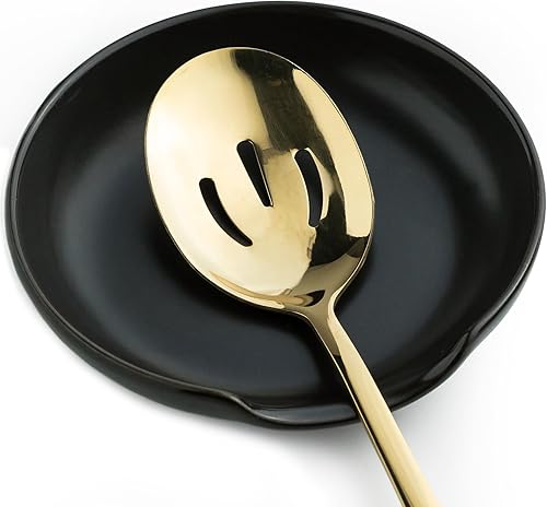 Soporte de cuchara para encimera de cocina, soporte grande para cuchara de cocina, soporte de cuchara de cerámica de 5 pulgadas para encimera de