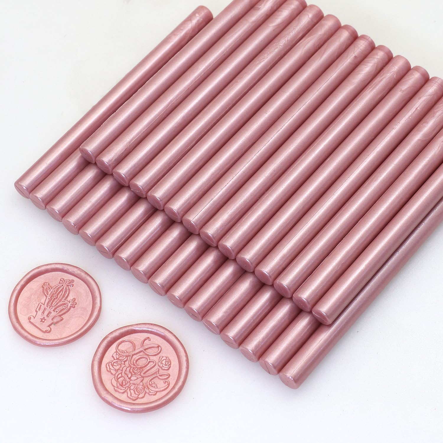 Rose Gold Wax Seal Sticks, Glue Gun Sealing Wax Sticks, 30pcs Premium Wax Seal Sticks Set for Wax Seal Stamp, Great Wax Melts for Stamp Seals, Wedding Invitation, Letter Envelope (Rose Gold)