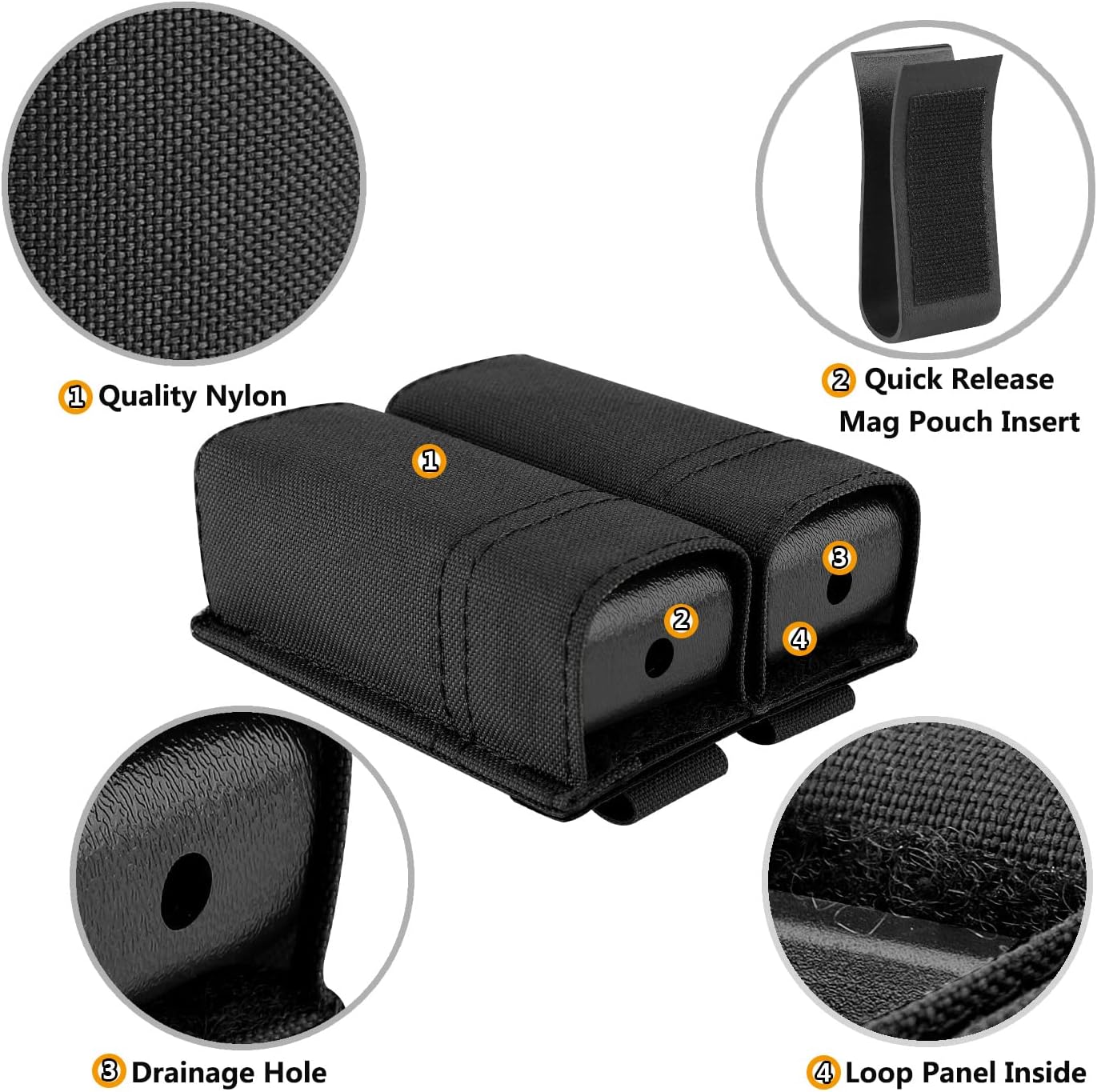 KRYDEX Single/Double Pistol Mag Pouch, Nylon Magazine Pouch 9mm with Quick Release Magazine Pouch Insert - Image 6