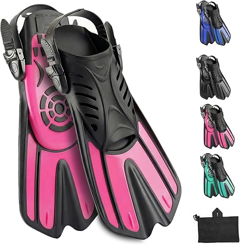 Alatas de buceo y equipo de esnórquel para adultos, aletas de snorkel, aletas de natación abiertas, ajustables, para hombres, mujeres, niños, aletas