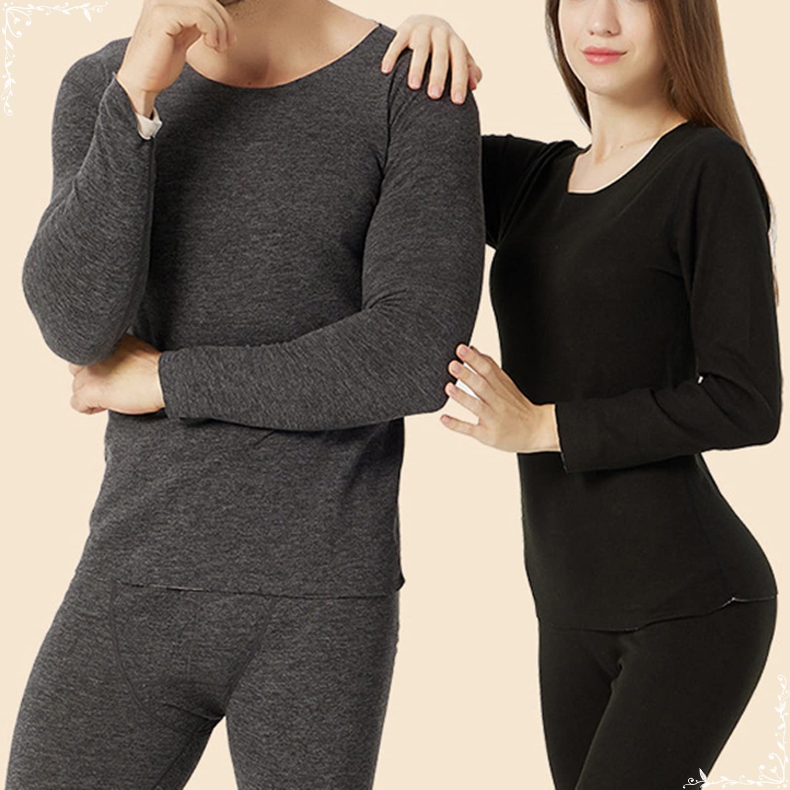 Hombre Ropa Interior Térmica Interior, Poliéster Conjuntos Térmicos Gris Oscuro, Camiseta y Pantalon Termica Manga Larga Múltiples Tamaños
