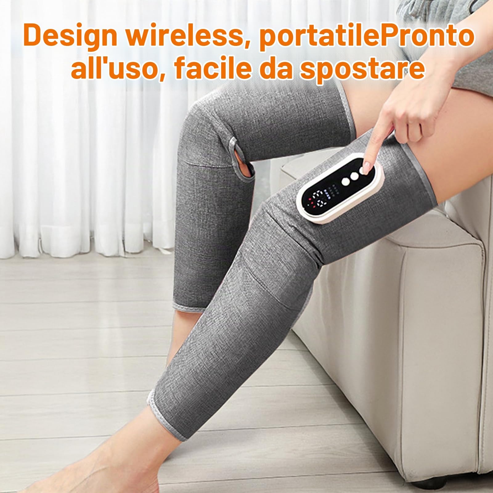Massaggiatore Elettrico per Gambe, Massaggiatore a 3 Modalità per Alleviare il Dolore con Ricarica USB, 3 Livelli di Intensità e Temperatura per Favorire il Rilassamento Muscolare