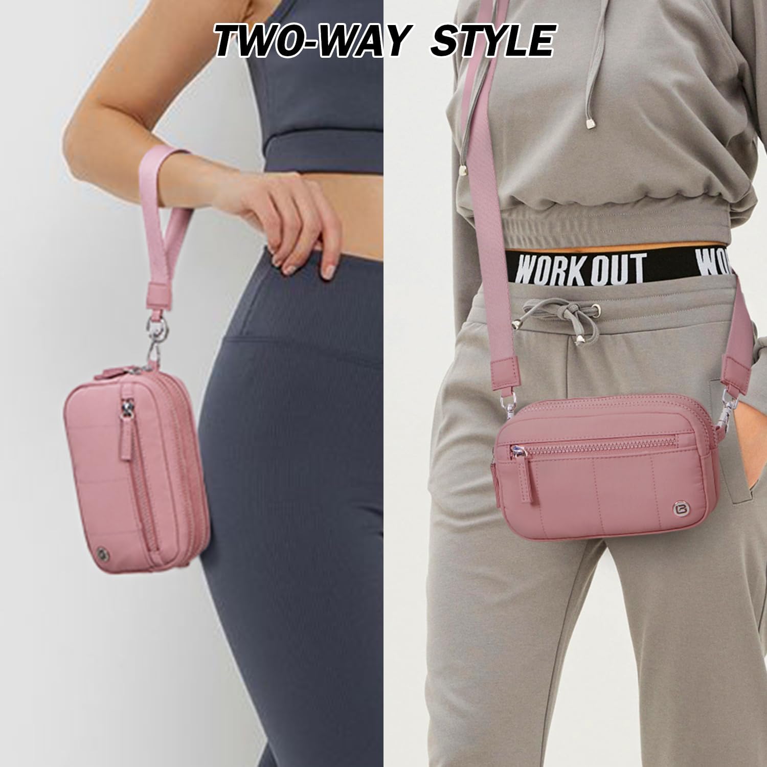 POIUGOYA Small Nylon Crossbody Bags for Women,RFID Wristlet Purse Built in Wallet, 4 Zipper Crossbody Wallet Phone Organizer - Image 2