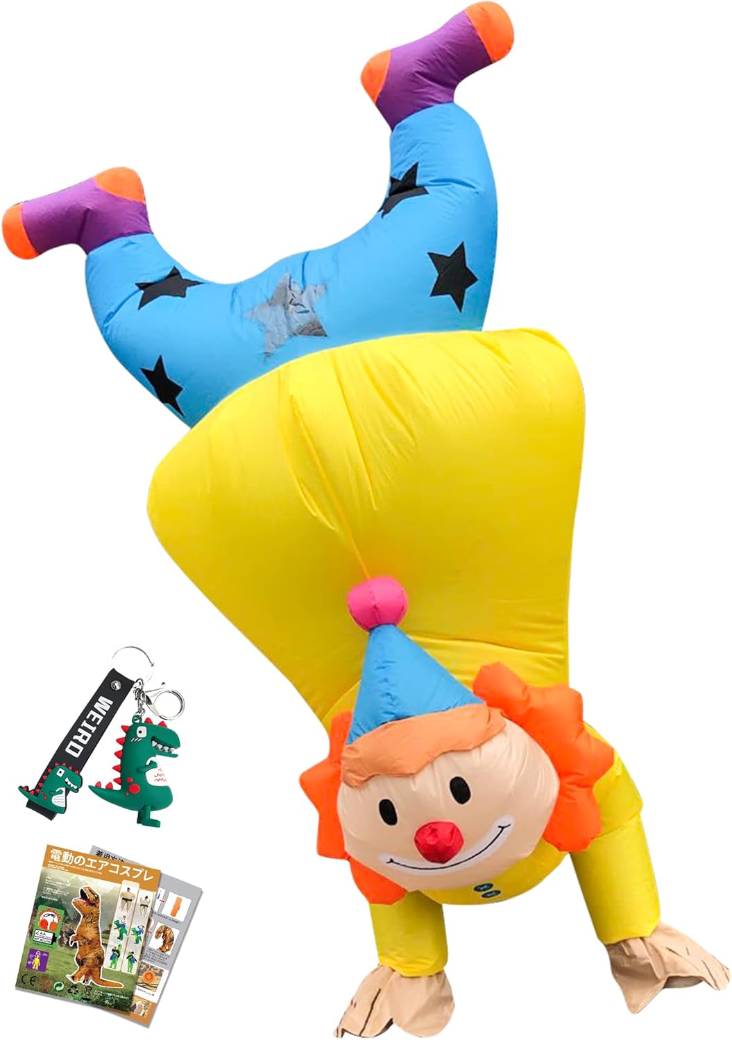 [GOKEI] 着ぐるみ ピエロ コスチューム コスプレ ふくらむ 逆さの人 逆立ちピエロ おもしろ ピエロコスプレ きぐるみ クリスマス パーティー 文化祭 演劇 忘年会 ハロウィン 仮装 男の子 エアコスプレ 膨張式 面白い 衣装 エアインコスチューム パーティー用 イベント 空気 膨らむ Tレックス 大人用