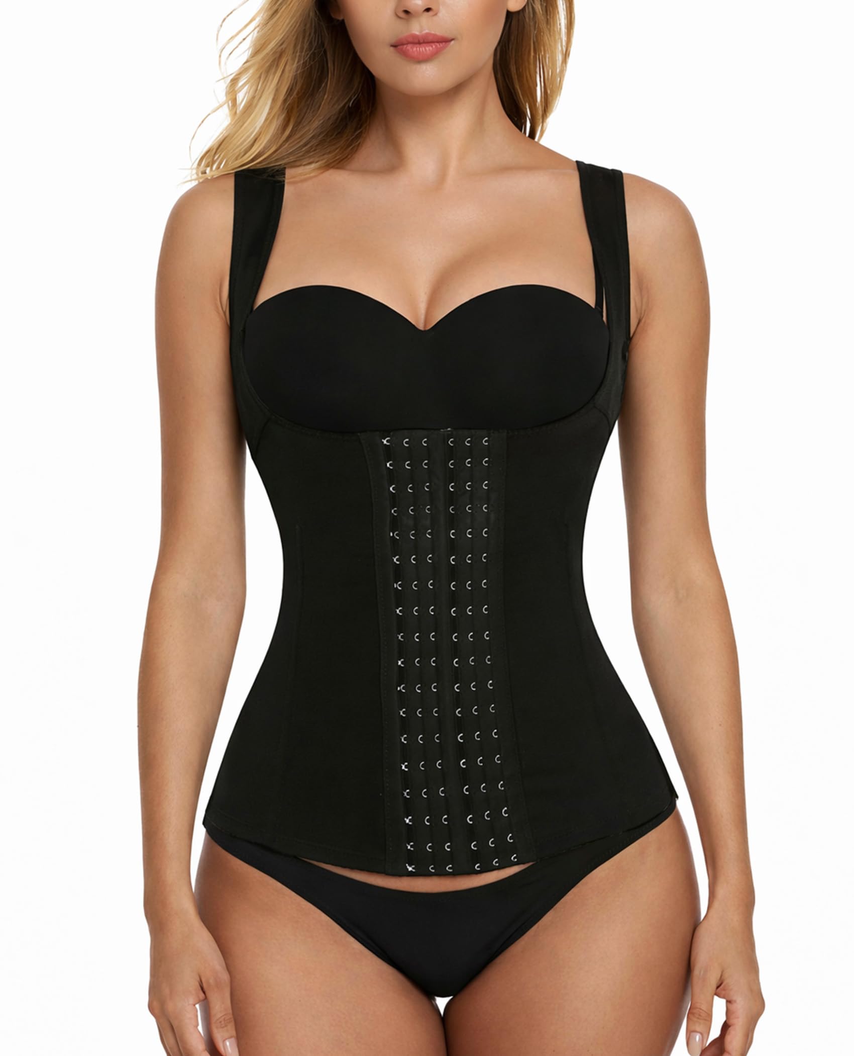 Women's Waist Trainer Cincher Underbust Corset Vest Steel Boned Hourglass Body Shaper With Hooks S-4XL