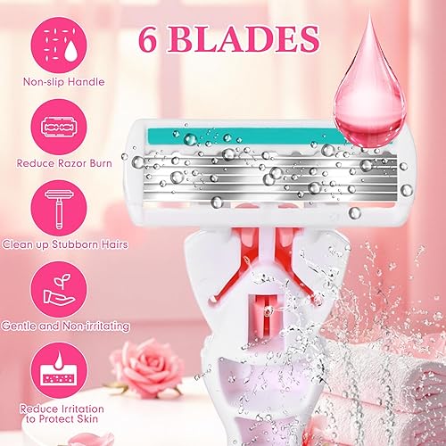 16 Women's 6-Blade Razors with Handle & Cartridges
