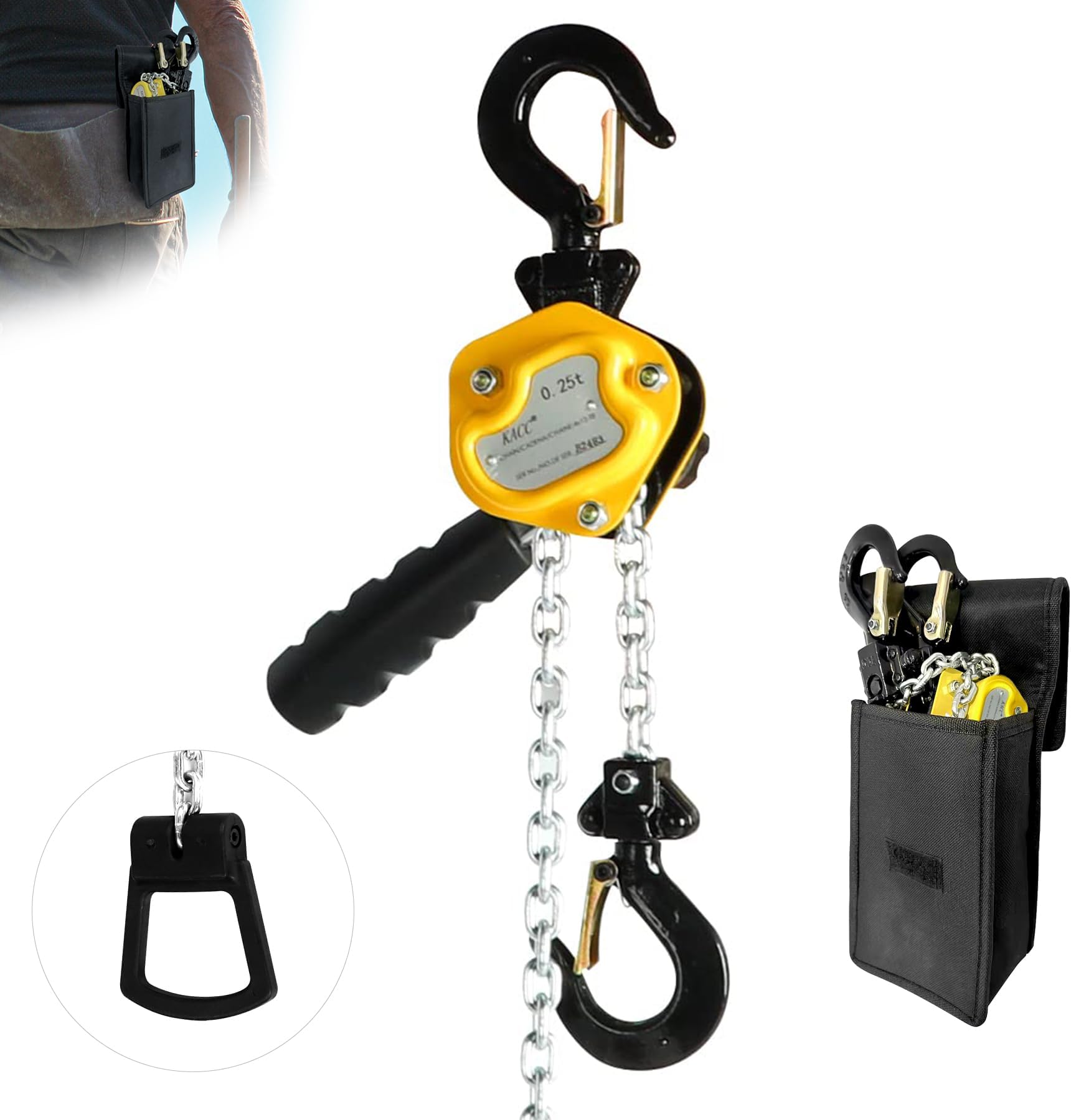 550LBS Manual Lever Chain Hoist Mini Puller 1/4 Ton Capacity Portable Chain Come Along 5 Feet Lift G80 Chain Ratchet Lever Hoist with Hook, Toriexon