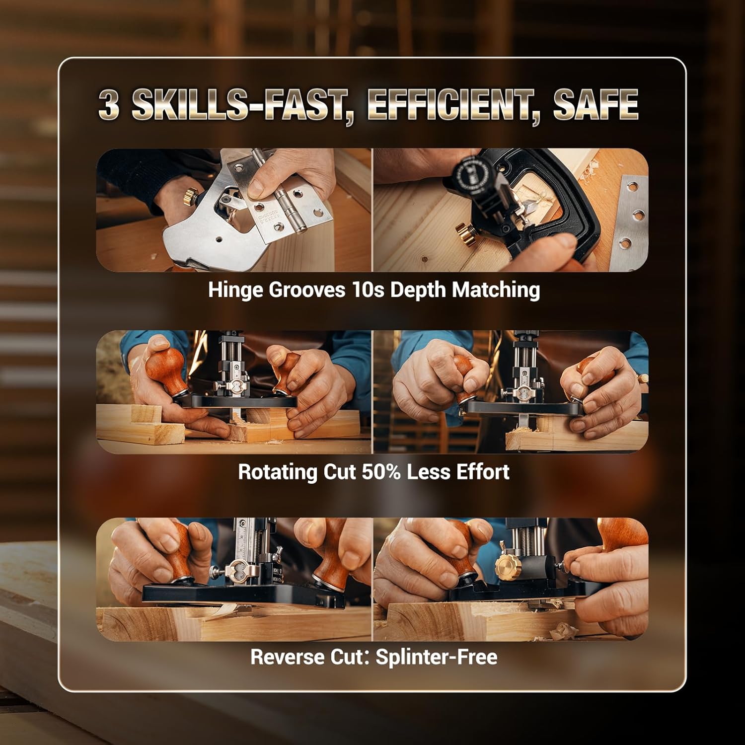 HONGDUI KM-17 PRO Router Plane Wood Hand Router Planes with Four Rotational Directions - Fence for Woodworking Tuning Joinery Cutting Grooves Mortise