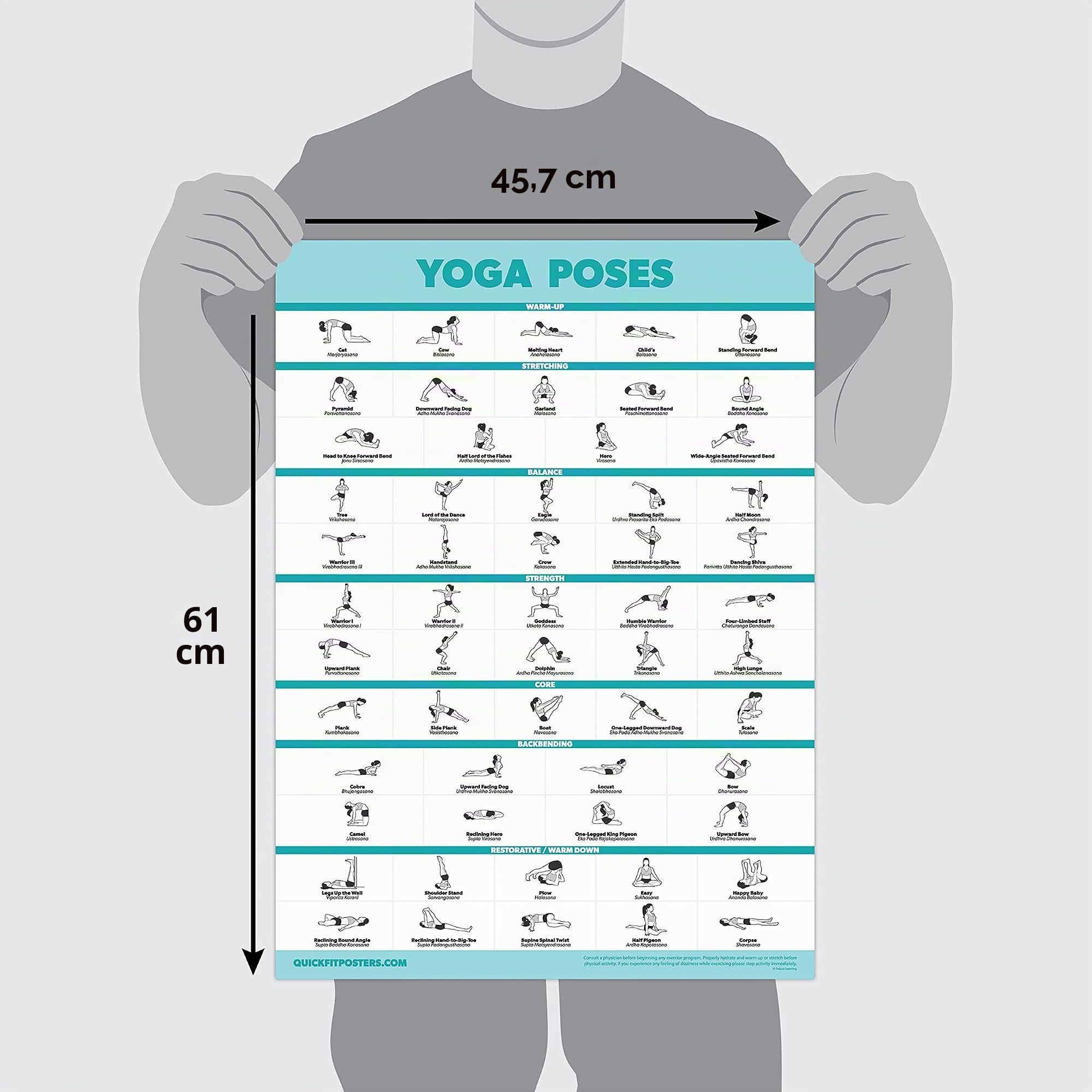 Palace Learning Yoga- und Dehnübungsposter – Set mit 2 laminierten Tafeln – Yoga-Positionen und Dehnübungen [leicht] (laminiert, 45,7 x 61 cm)