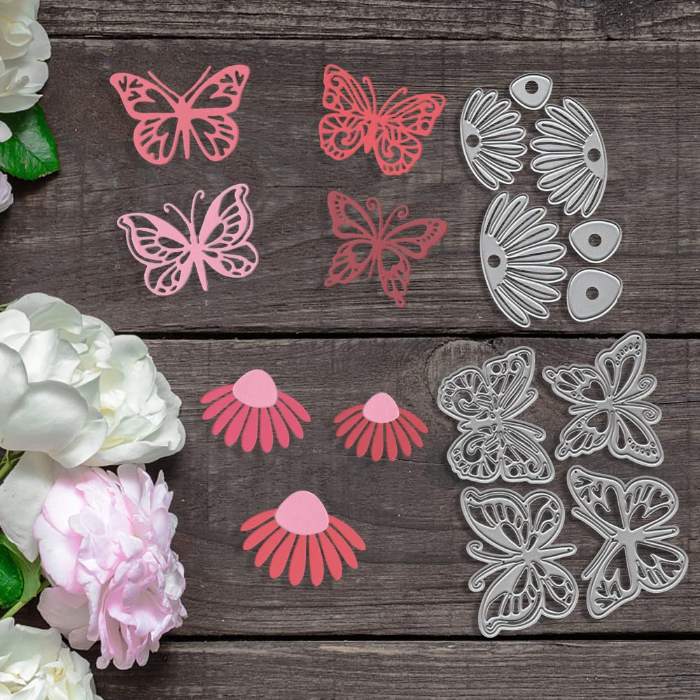 Sunflowers Daisy Cutting Dies Butterfly Flower Metal Die Cuts Love Flower Leaves Carbon Steel Embossing Stencils For Card Making Scrapbooking Decorative Paper Crafts Photo Album
