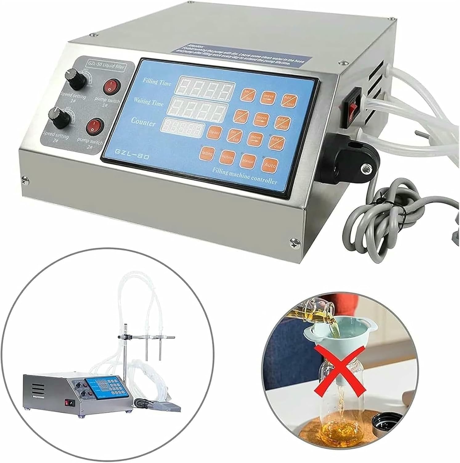 Weighing Bottle Filler Machine, Liquid Filling Machine, Stainless Steel Bottling Filler for Alcohol, Water, Milk and Juice-