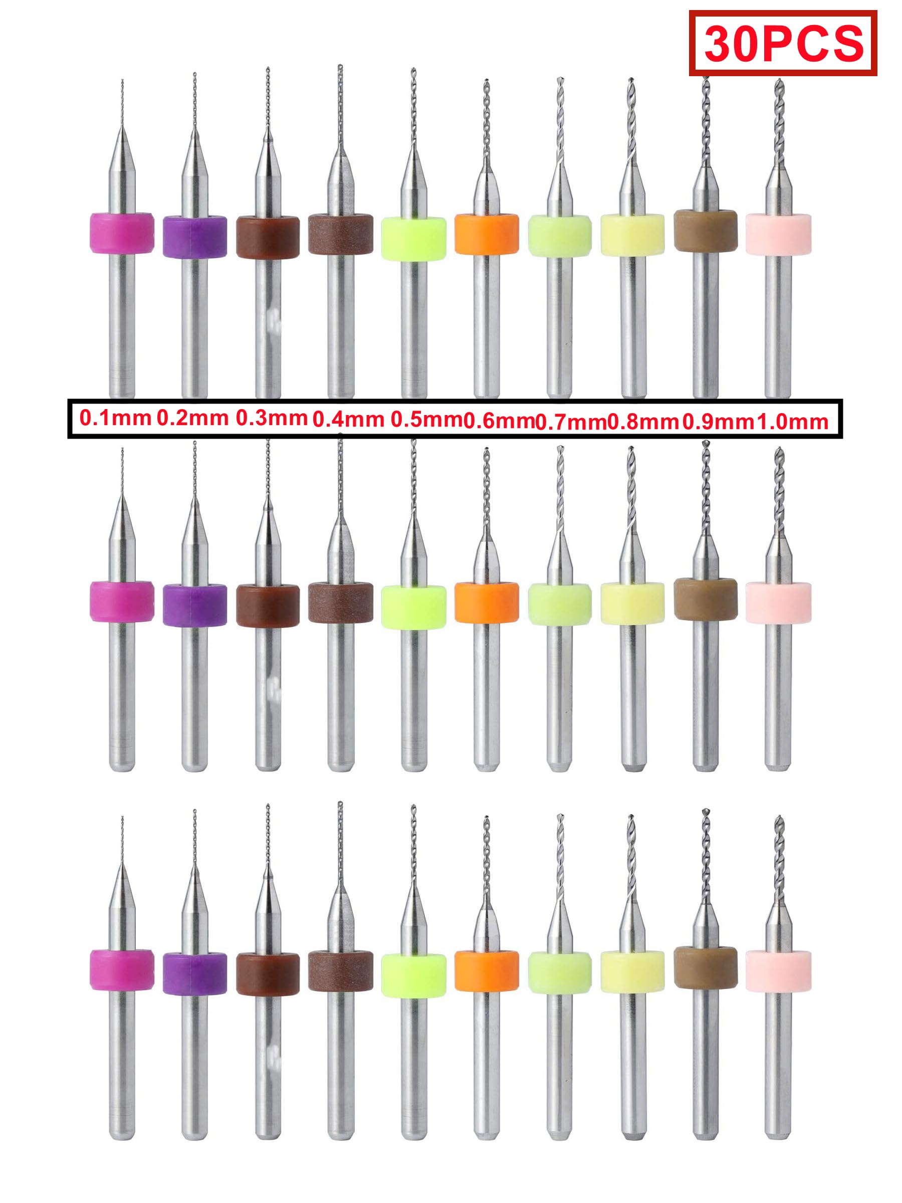 10 Pcs 0,3 Mm-1.2 Mm Macro En Carbure De Tungstène Forets