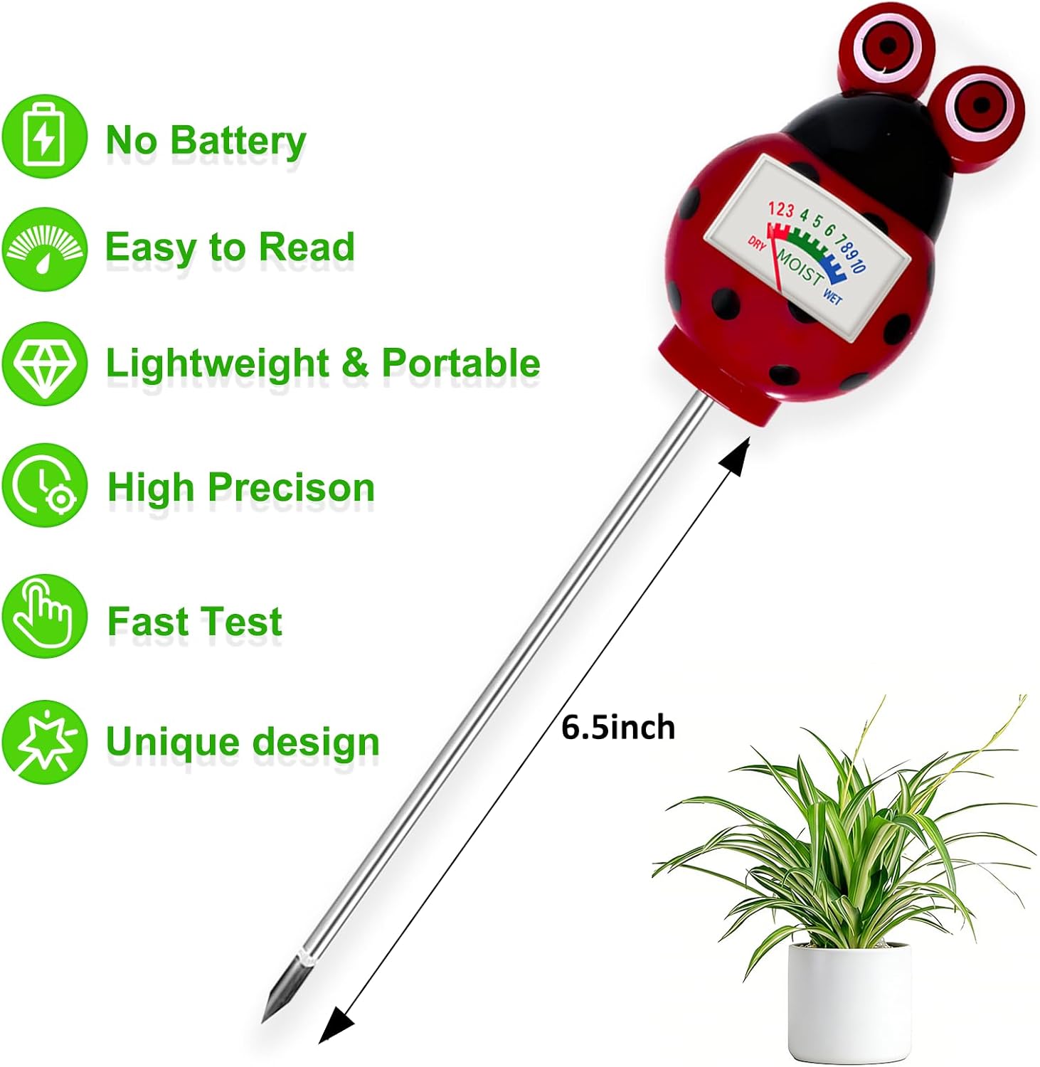 Soil Moisture Meter for House Plants, Hygrometer Moisture Sensor Soil Test Kit, Plant Water Meter for Farm, Lawn Indoor & Outdoor Use, Gardening Gifts for Plant Care (RED)