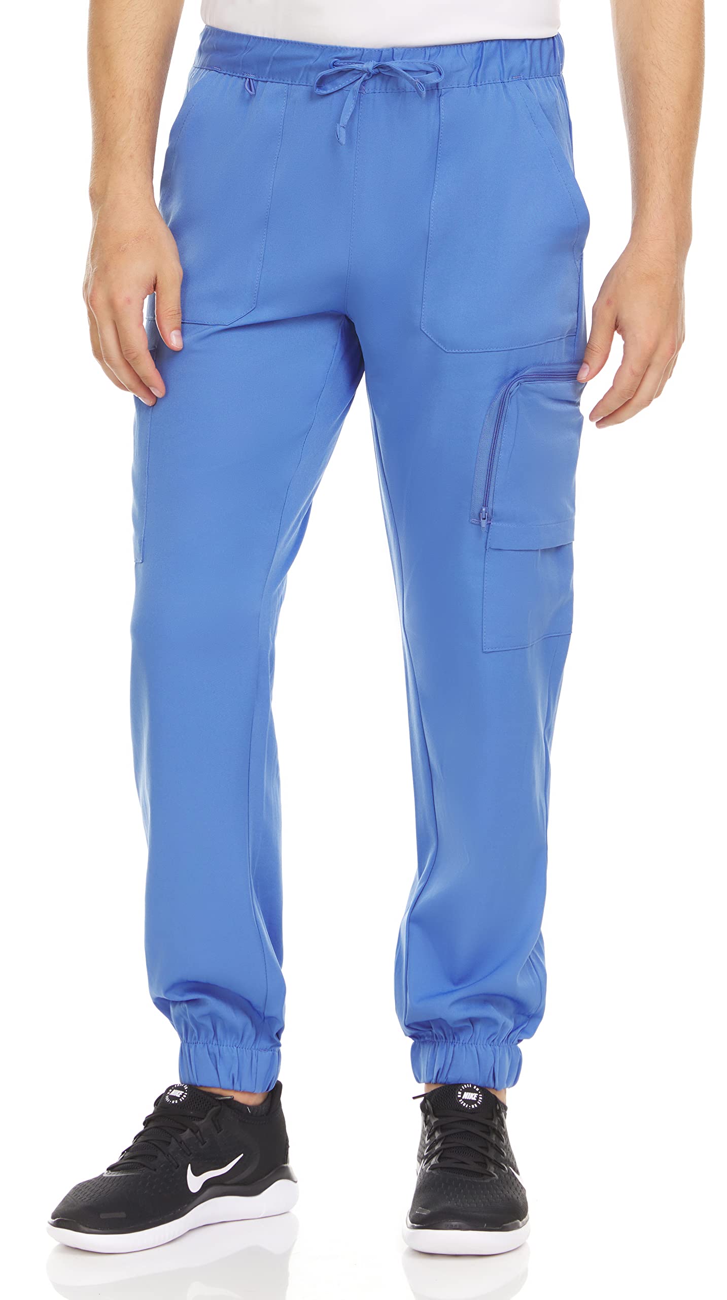 MediChic Men's Scrubs Joggers Pants with 6 Pockets and Elastic Ankle Cuffs in 5 Colors Ceil