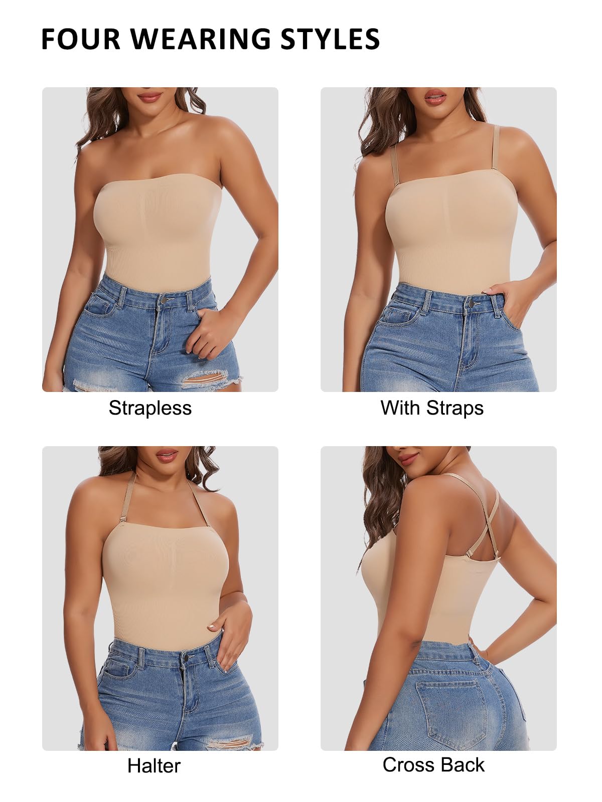 SHAPERIN Donna Body Contenitivo Senza Spalline Shapewear Bodysuit Pancia Piatta Slimming Body Modellante Senza Cuciture Body Shaper