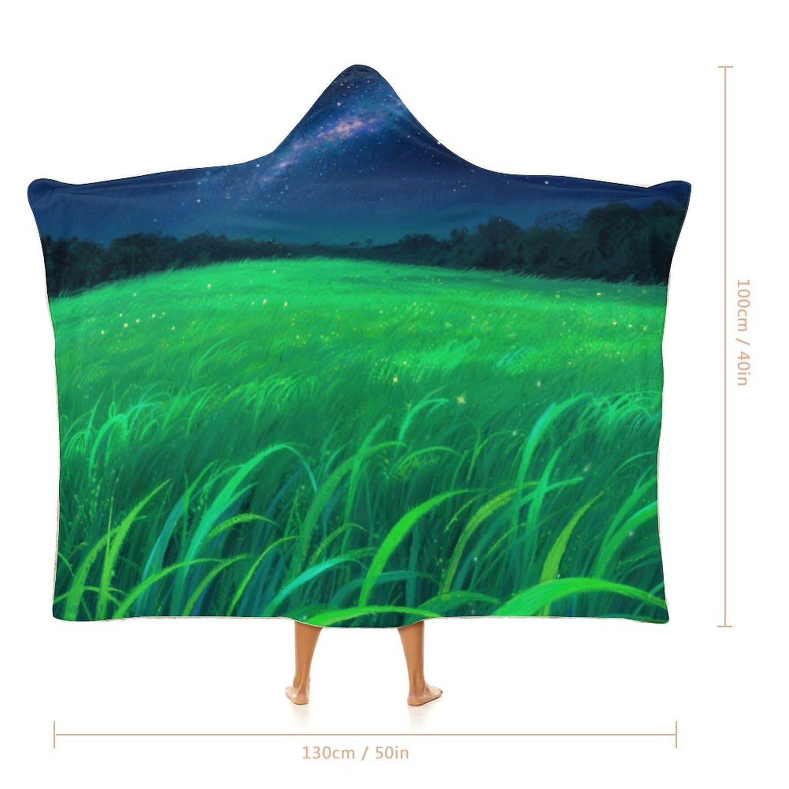 Manta poncho envolvente de gran tamaño, suave y cálida, manta para adultos, manta con capucha y cielo estrellado brillante
