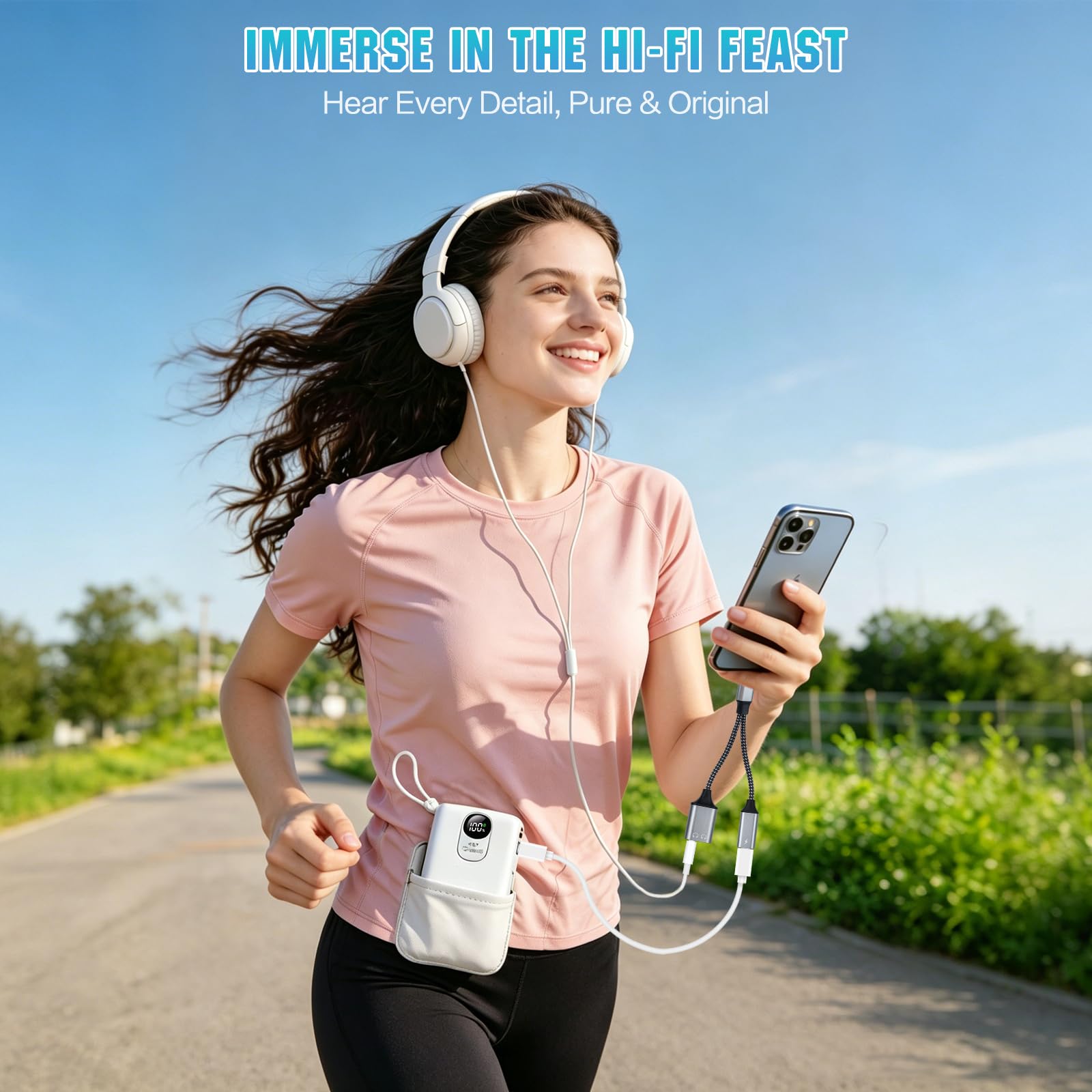 Adaptador de auriculares USB-C a 3.5 mm, soporta carga rápida PD de 60 W, 3 en 1 tipo C a AUX, interfaz de audio tipo C y carga USB-C, calidad de sonido DAC de alta fidelidad, compatible con iPhone 15