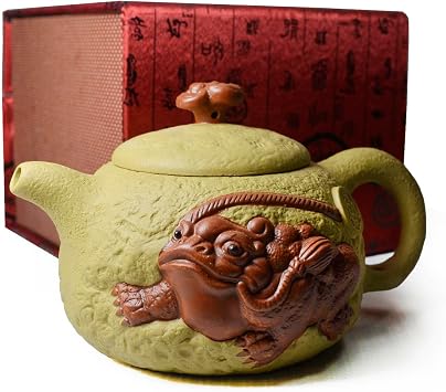 Teapot 9oz/280ml Chinese Yixing Clay Zisha Gongfu Tea Pots Handmade Genuine Wealth Luck FengshuiGolden toad