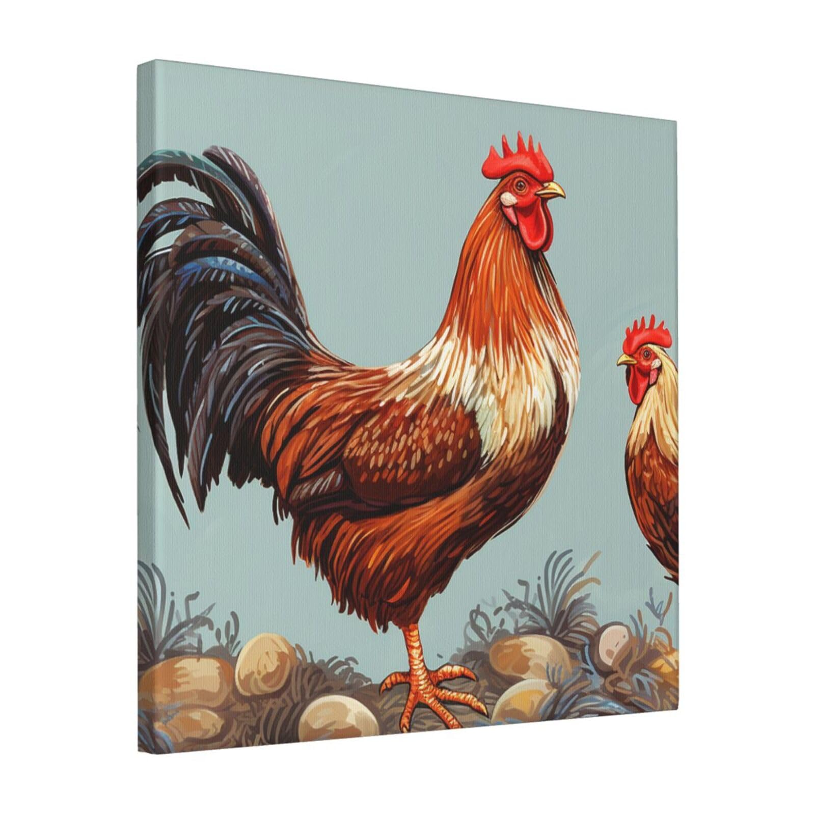 Tableau poulet 40x40 cm pour une déco de cuisine campagnarde chic - 8