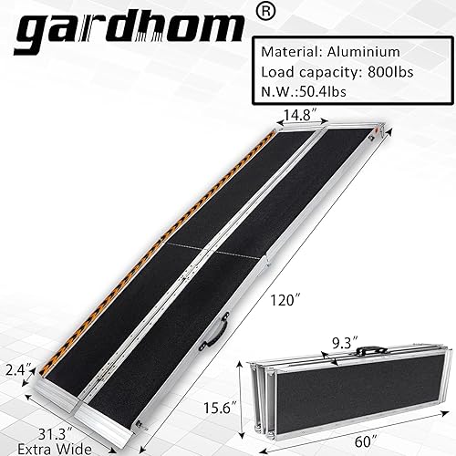 Miniatura 12 de gardhom - Rampa portátil de aluminio antideslizante de 6 pies, rampa plegable para silla de ruedas, rampa para silla de ruedas, rampas para silla
