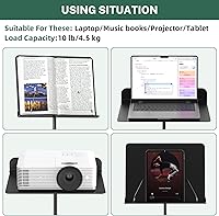 Vista 3 de GLEAM - Soporte para partituras de metal completo con bolsa de transporte, soporte para teléfono, carpeta para partituras y clip, soporte
