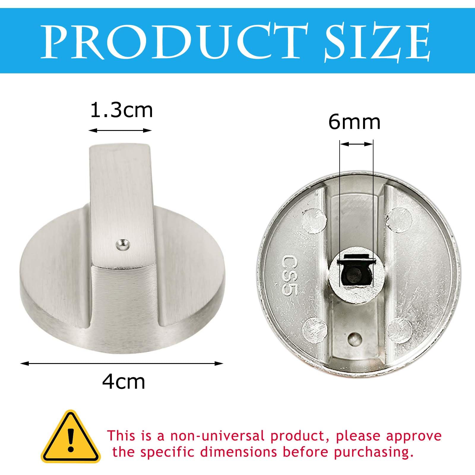 4 Manopole Per Fornello A Gas Da 6mm | In Lega Di Zinco Argentato | Universali Per Cucina - Foto 8