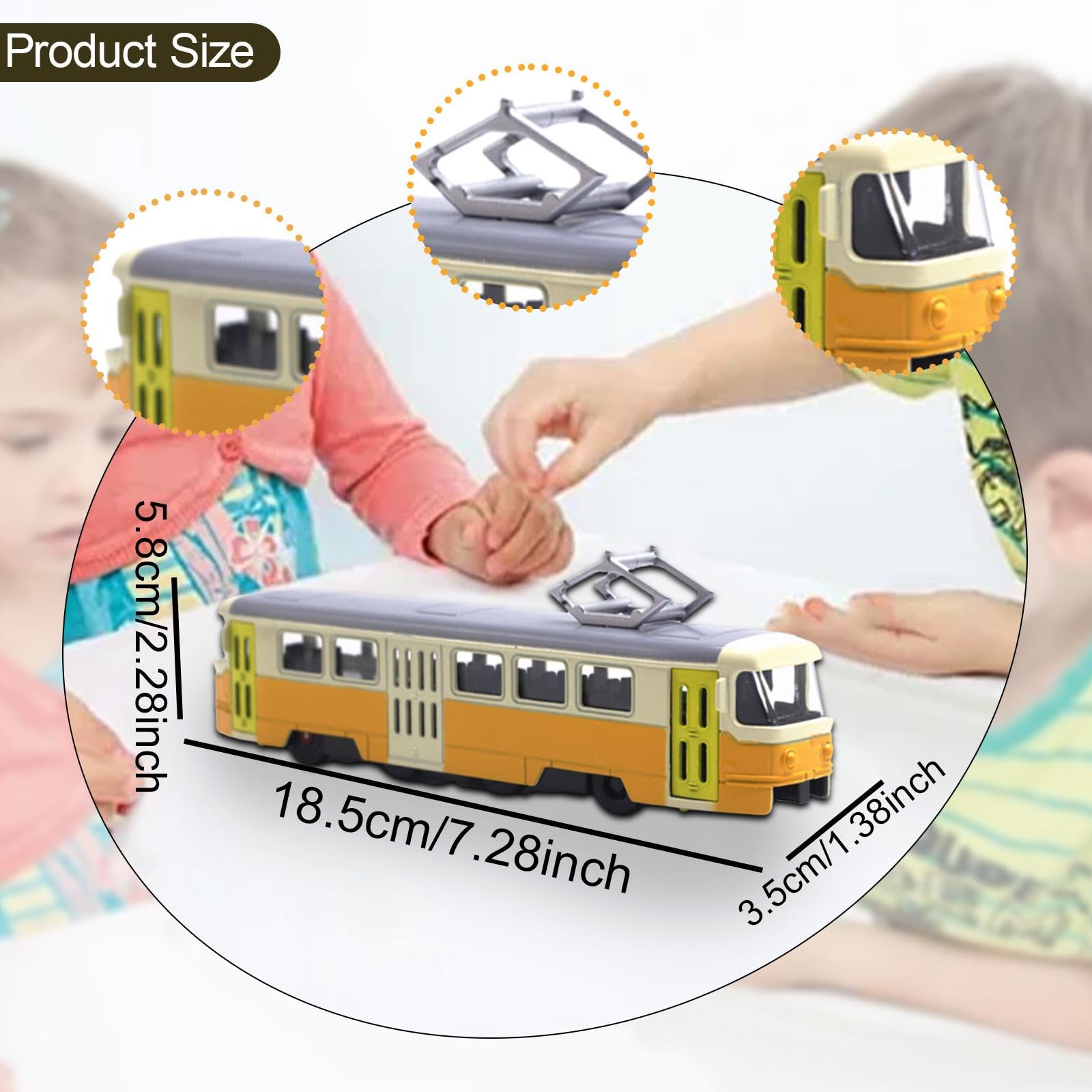 pistro Miniatur Straßenbahnmodellfahrzeug Spielzeug 1:90 Skala Sammler Geschenk mit 2 offenbaren Türen Ornament- Gelb