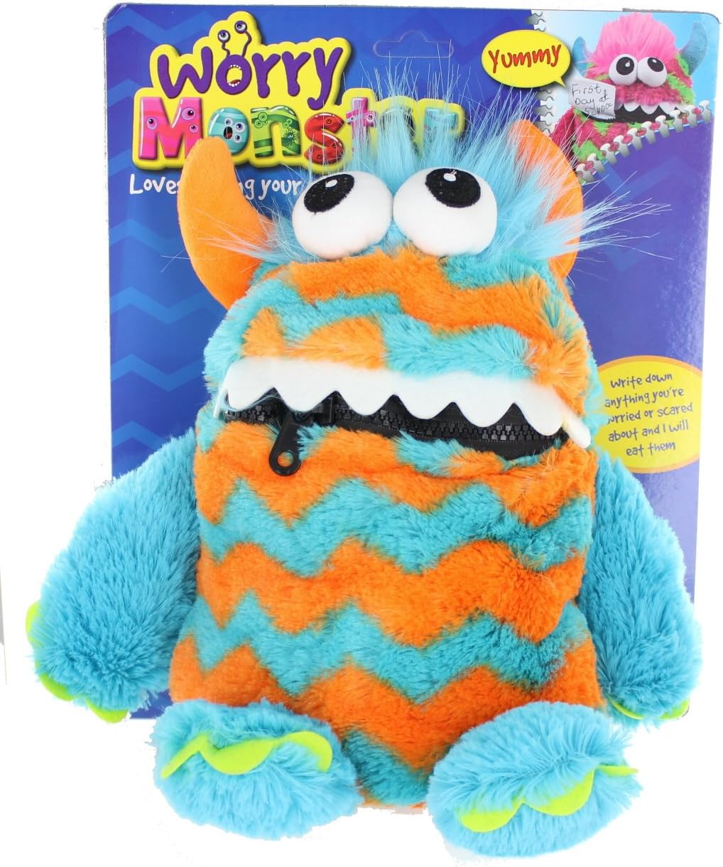 Worry Monster Plush Soft Toy blue & orange