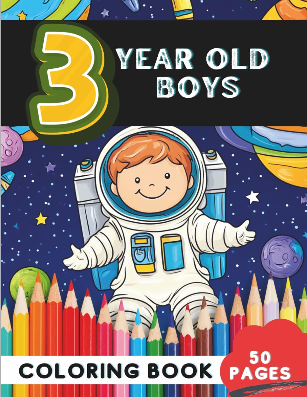 Coloring Book for 3-Year-Old Boys: 50 Fun Pages of Animals, Cars, and Playful Scenes (Age 3 Coloring Books – Playful Creativity for Preschoolers)