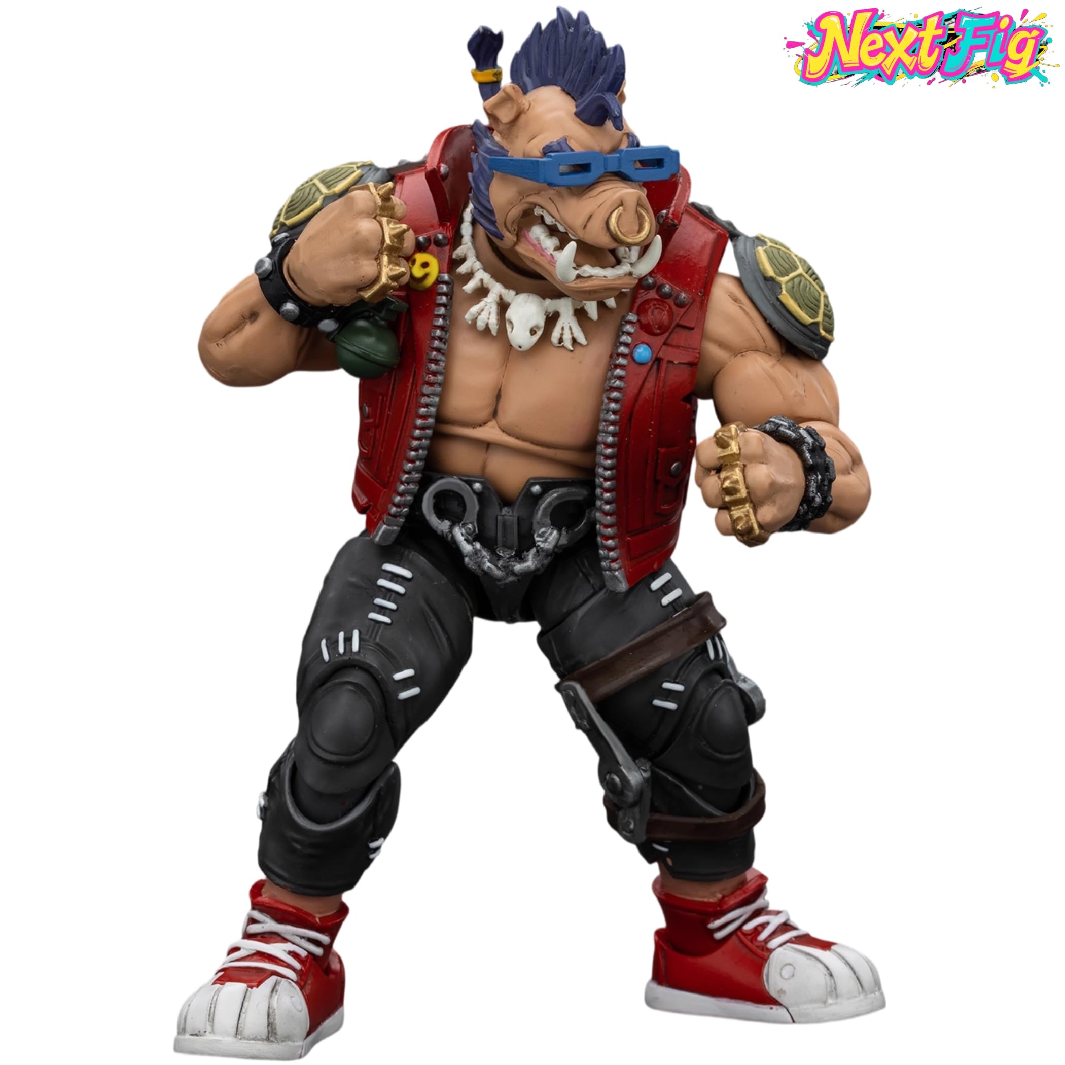 JOYTOY TMNT-Beebop Figurine d'action Beebop 1/18 Armes détachables Joints articulés 11,4 cm Modèle de collection Cadeau d'anniversaire Collectionneurs de films