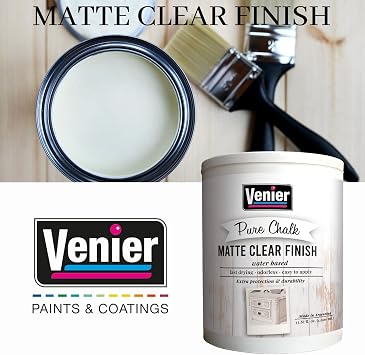 Venier Matte Clear Finish - 33.81fl.oz. Protective Paint - Water Based Acrylic Top Coat sealer - Clear Matte Paint For Metal & Wood Furniture
