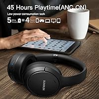Vista 3 de RUNOLIM Hybrid Active Noise Cancelling Headphones, Wireless Over Ear Bluetooth Headphones with Microphone, 70H Playtime, Foldable Headphone with
