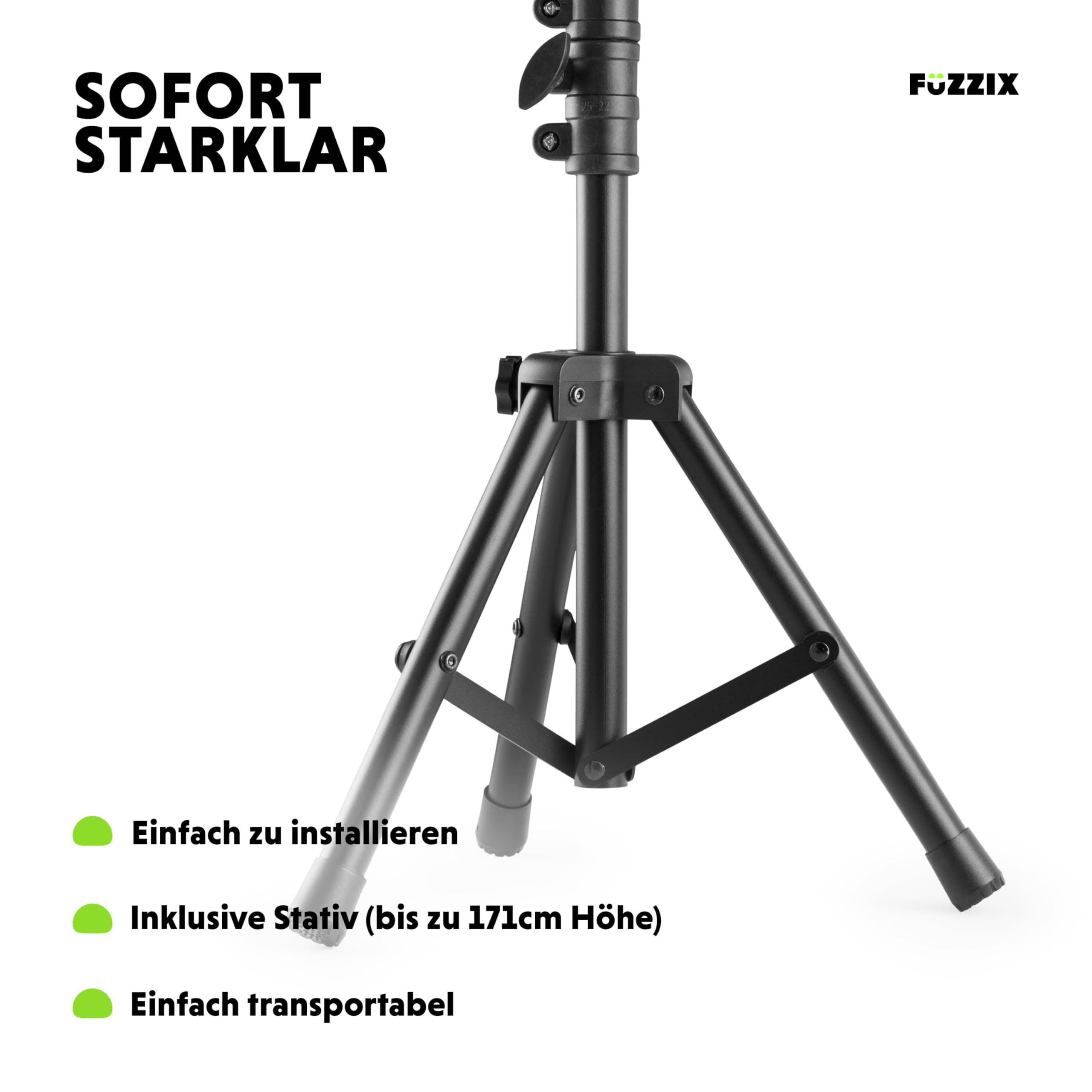 Fuzzix DerbyStar2 Partybar – Discolicht Partylicht mit Doppel Derby, inkl. 170cm Stativ & Fernbedienung, RGB-UV Disco PAR Bühnenbeleuchtung & Stroboskop Blitzer, DJ Beleuchtung, Schwarz
