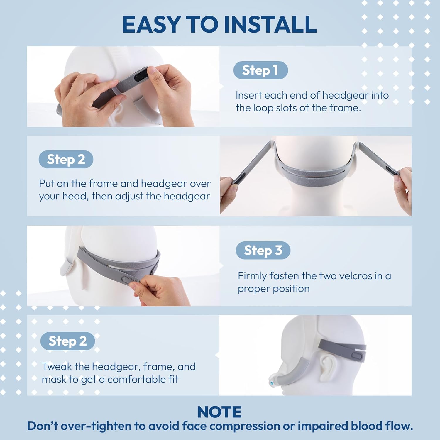 2 Packs Headgear Compatible with Airfit N30i and P30i Replacement CPAP Straps Secure Fit Quick-fit Design, Soft Elastic Material CPAP Supplies Accessories (Mask or Frame NOT Included) - Image 7