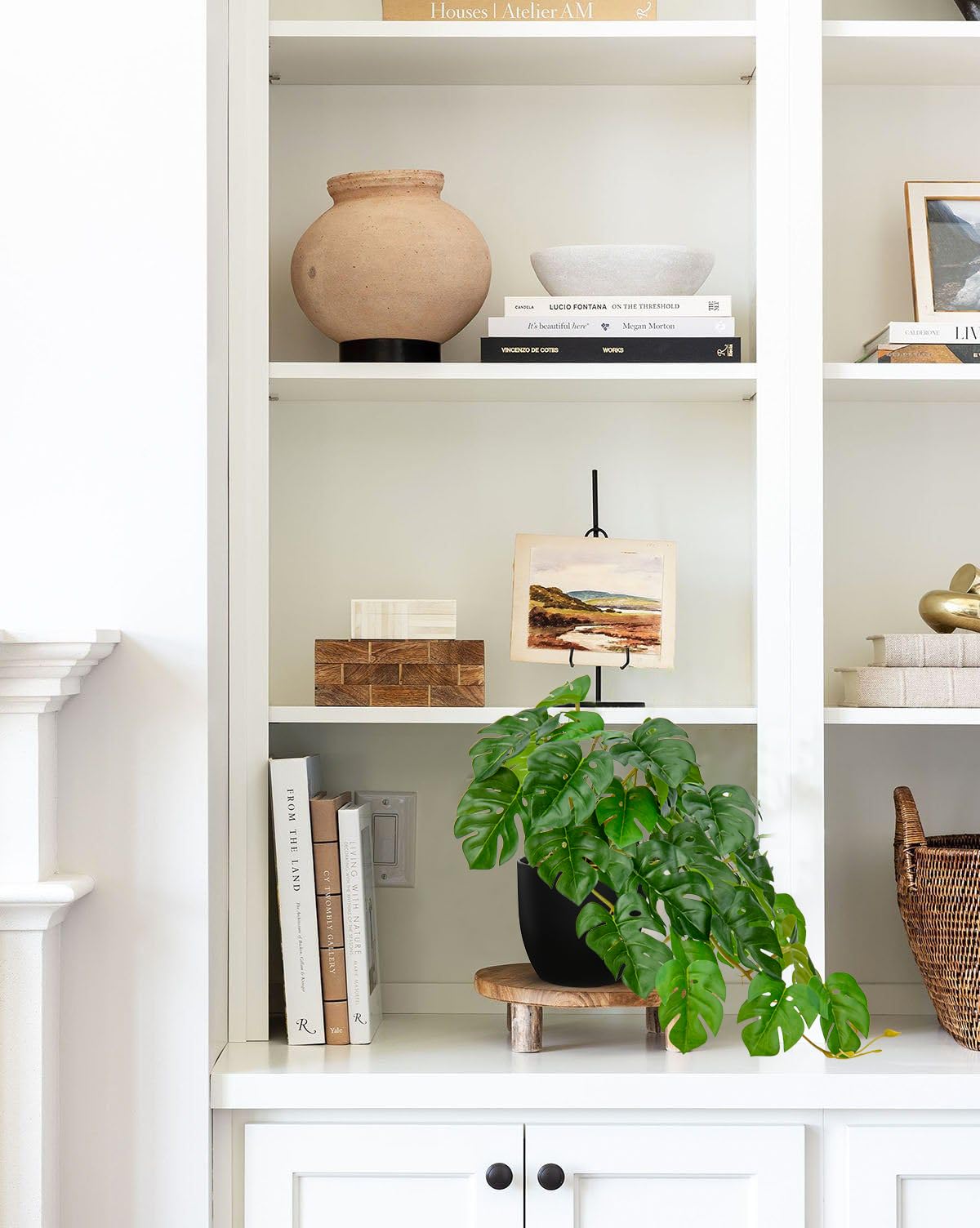 Hollyone Artificial Plants in Black Pots, Fake Monstera Plant Decorative Faux Potted Plants - Image 4