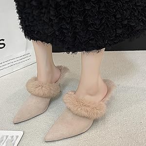 Amazon | [AYBTO] 7cmヒール 22.5cm ファー パンプス ピンヒール 裏